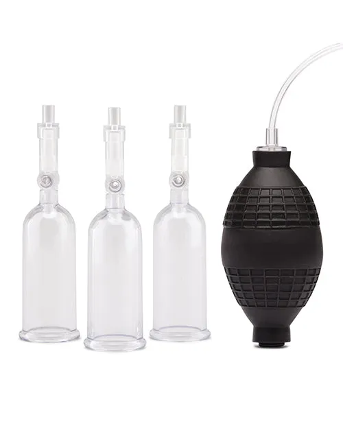 Female Sex Toys Lux Fetish Lux Fetish Nipple Suckers with Clitoral Pump ClearBlack