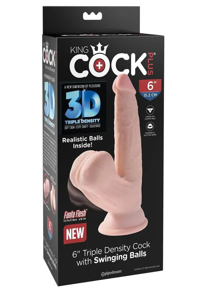 King Cock Dildos King Cock Triple Density Cock with Swinging Balls