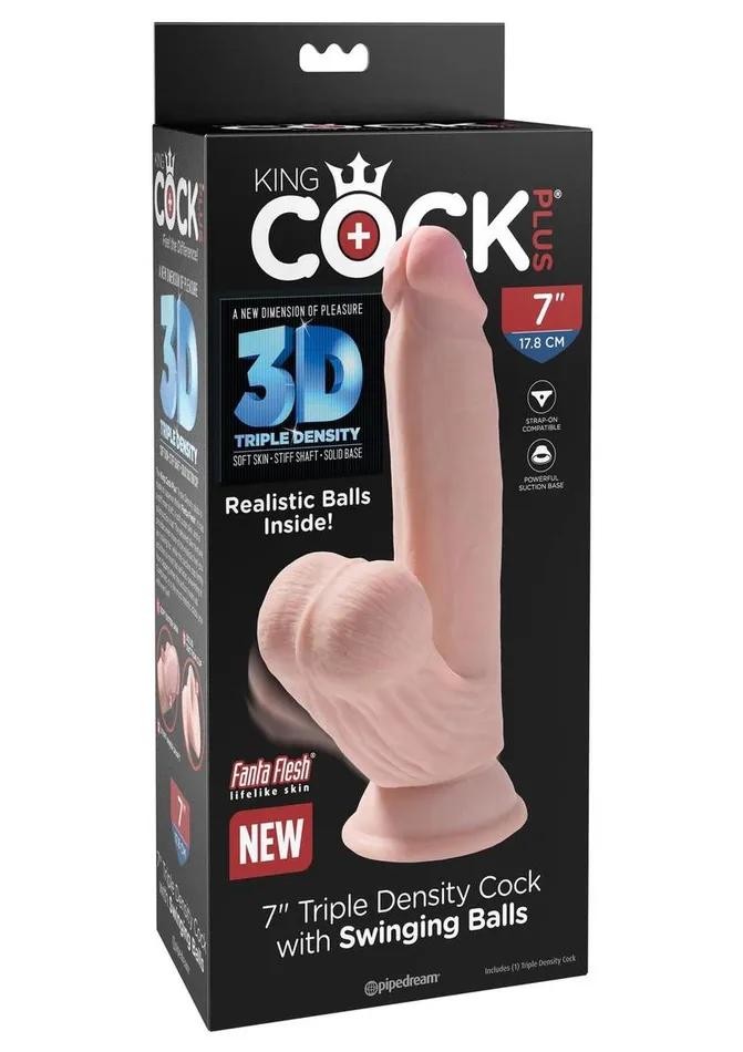 King Cock Dildos King Cock Triple Density Cock with Swinging Balls